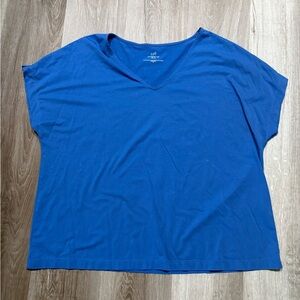 J. Jill Royal Blue V-Neck Short Sleeve Tee